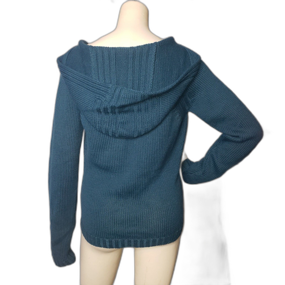 90's MODA INTERNATIONAL Hooded Wool Blend Sweater Womens Size Large - Picture 2 of 6
